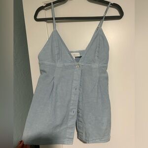 NWT Zara babydoll Light Blue Sleeveless Button-Up Top